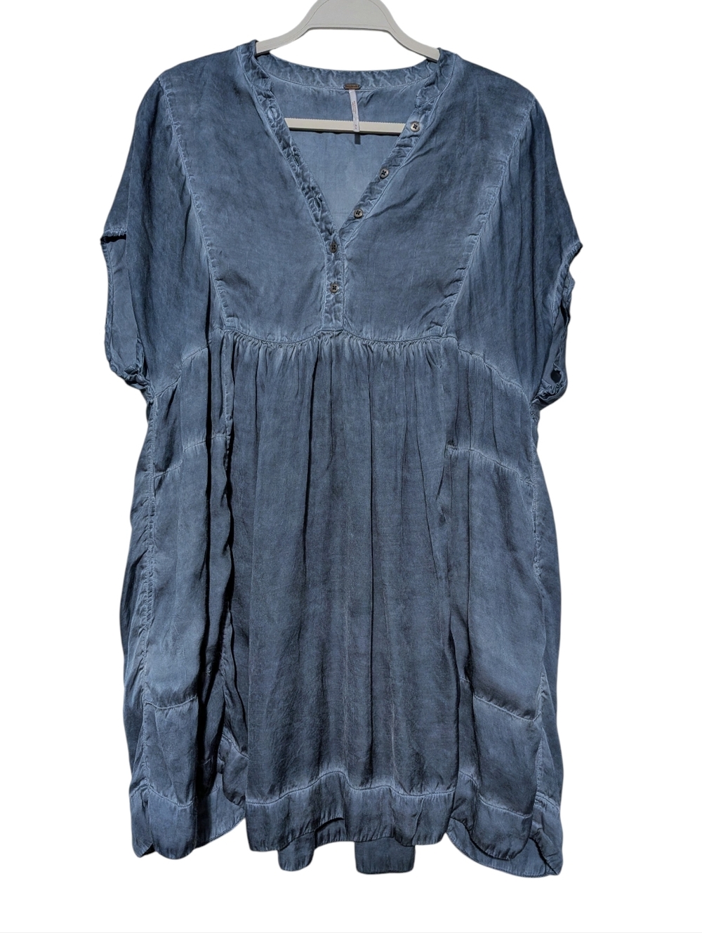 Casual Washed Blue V-Neck Women's Dress